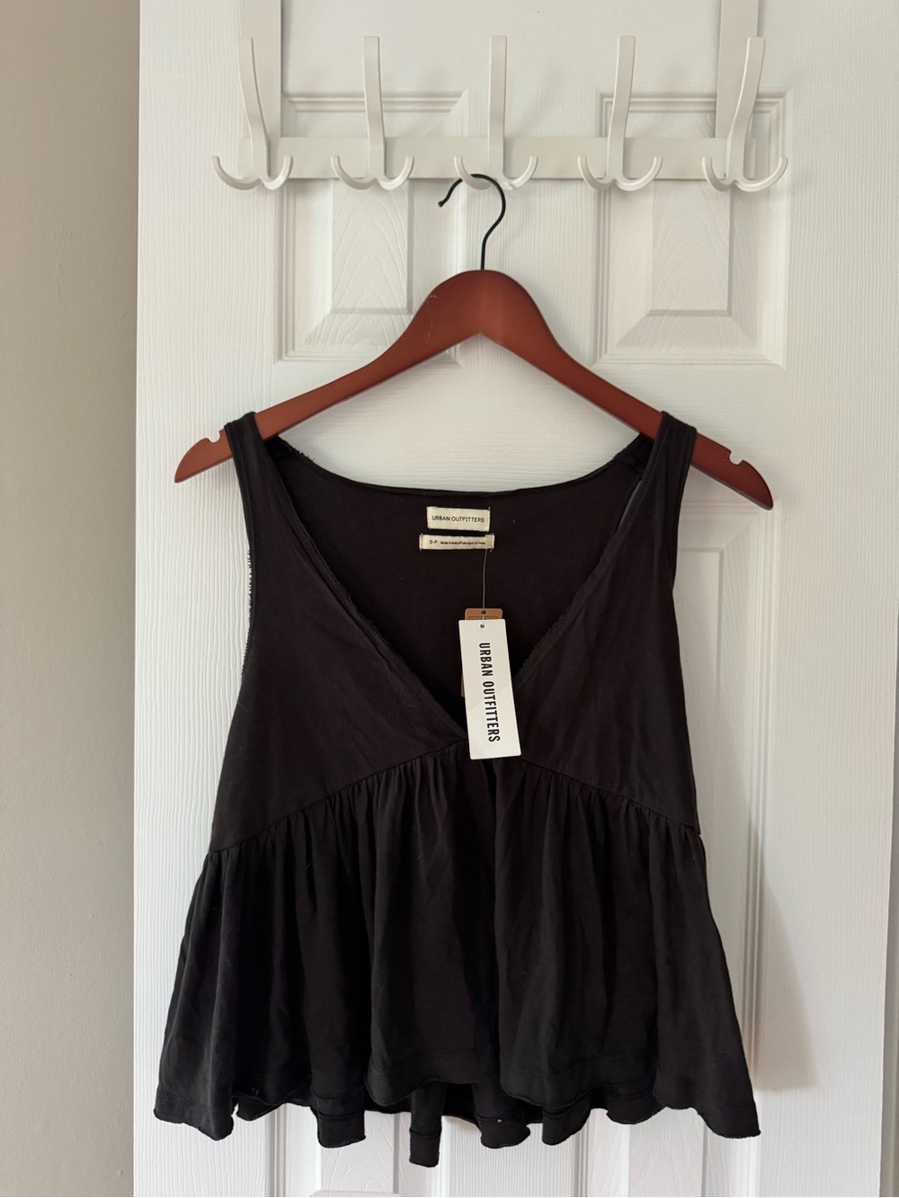 Urban Outfitters Black V-Neck Peplum Tank